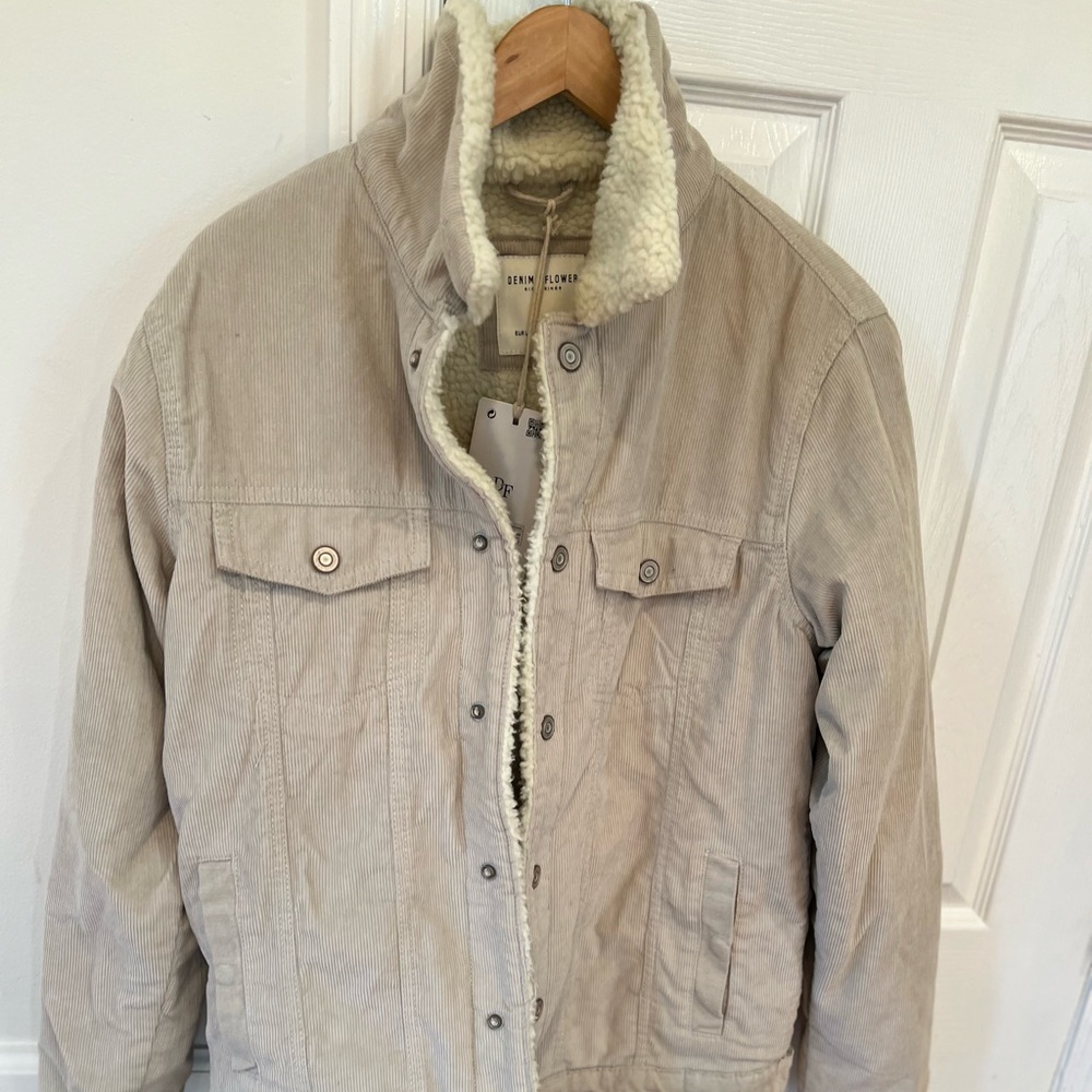 Denim and flower new mens jacket